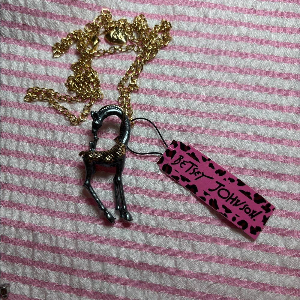 Betsy Johnson Gold and Silver Giraffe Necklace